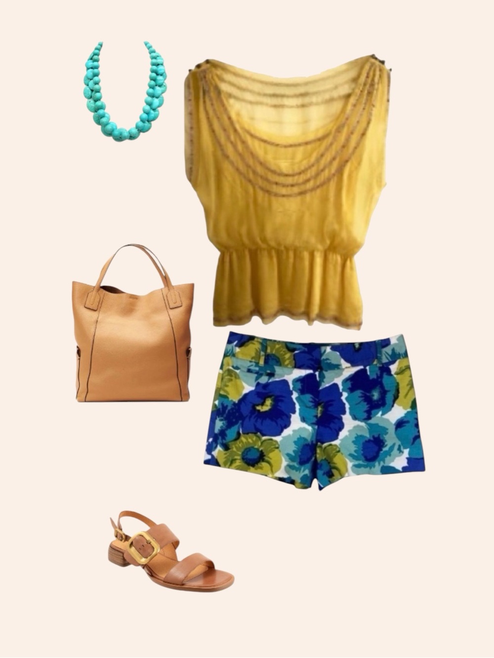 LOFT Marisa Large Bold Floral Multicolor Royal Blue & Turquoise Shorts Size 4